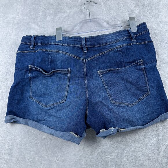 Refuge Denim RIO Push-Up Shorts Womens Size 13 Mid Rise Stretch Dark Wash Blue - Picture 2 of 9
